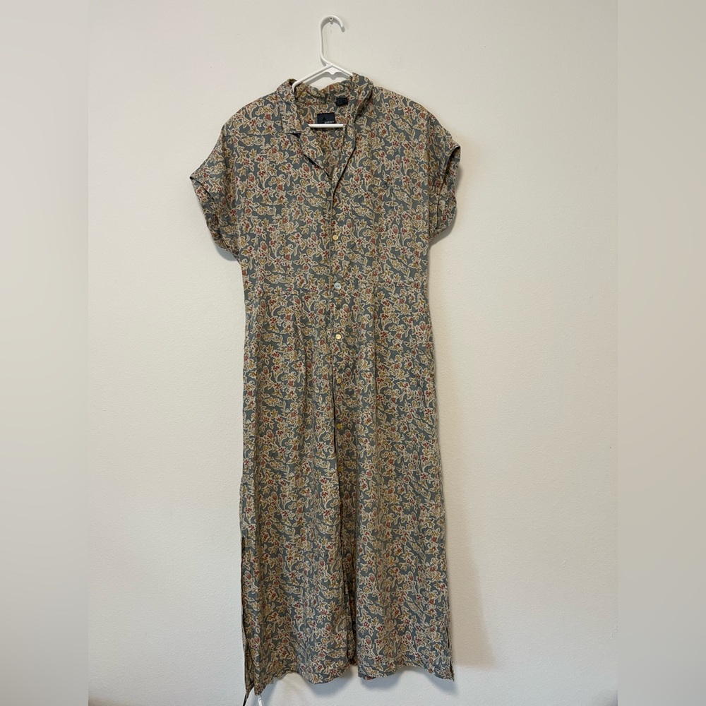 Liz Wear Vintage Floral Button-Down Maxi Dress Sz 14